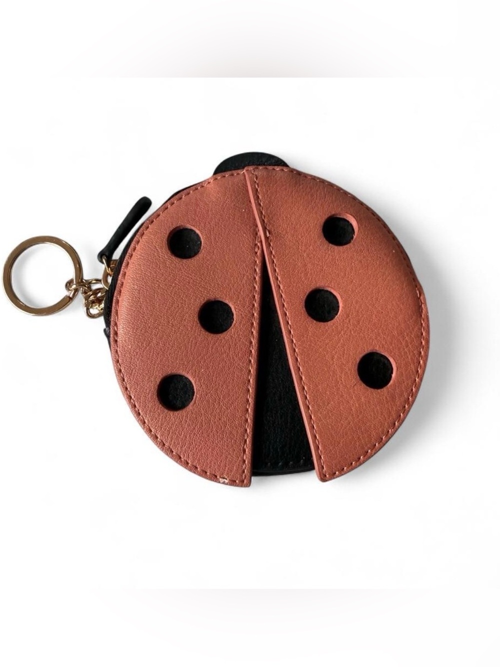 LC Lauren Conrad Brown Ladybug Coin Purse Keychain